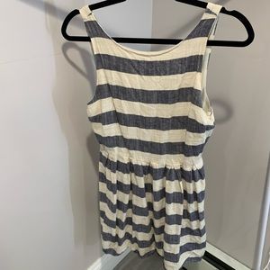 Blue and cream striped dress